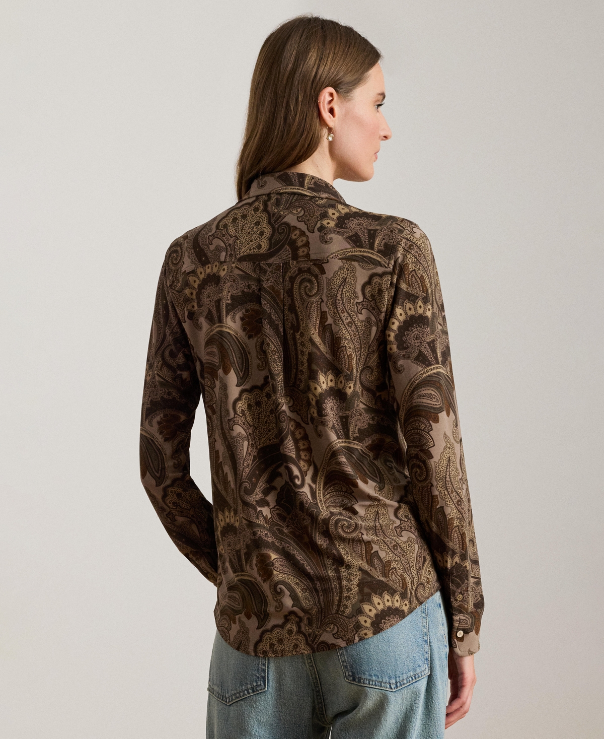 Ralph Lauren Women's Paisley Print Long Sleeve Top In Multi