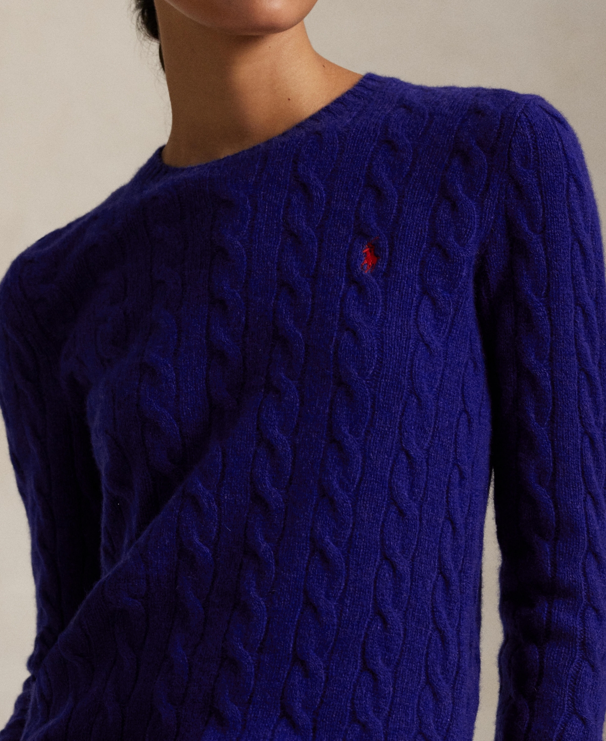 Polo Ralph Lauren All-over Cable Knit Cashmere Blend Sweater In Blue