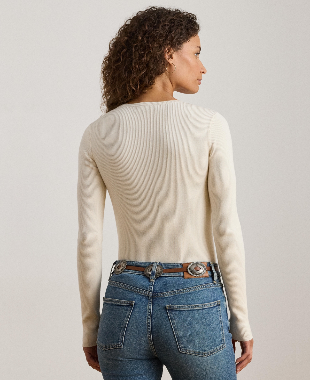 Ralph Lauren Womens Crewneck Sweater P Xs Xxl In Neutral