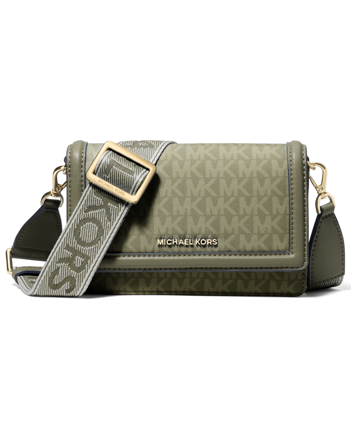 Michael Kors Jet Set Mini Phone Webbing Crossbody Bag In Green