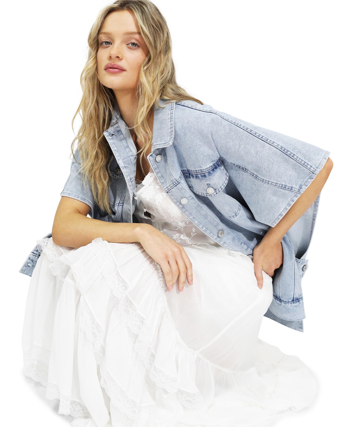 Belle & Bloom Women's California Soul Oversized Denim Vest