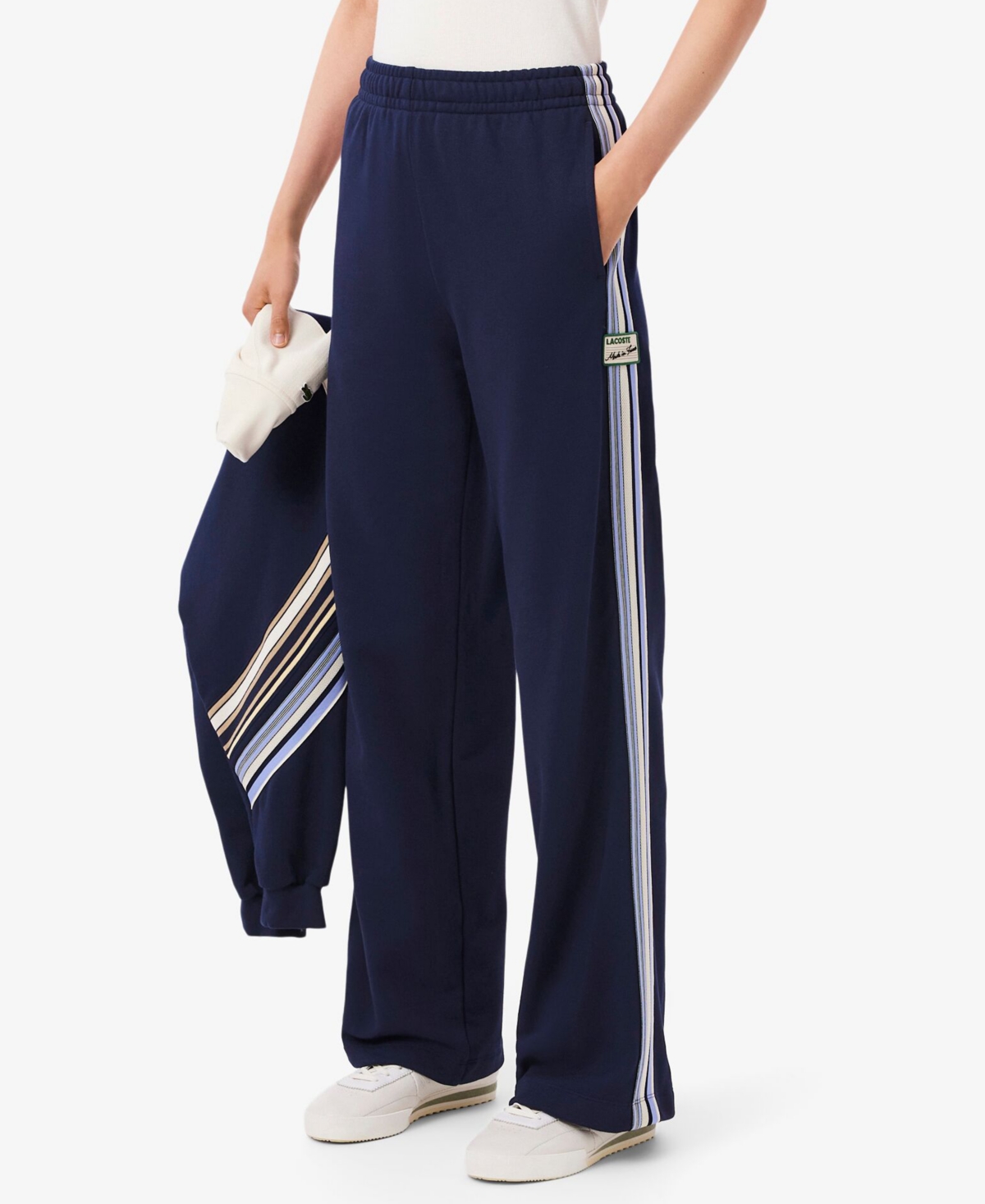 Lacoste Usa Women's Striped Wide Fit Sweatpants