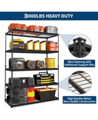 5-Tier Adjustable Heavy-Duty Metal Shelving Unit for Garage, Kitchen, Pantry, Basement, and Laundry Storage Shelves