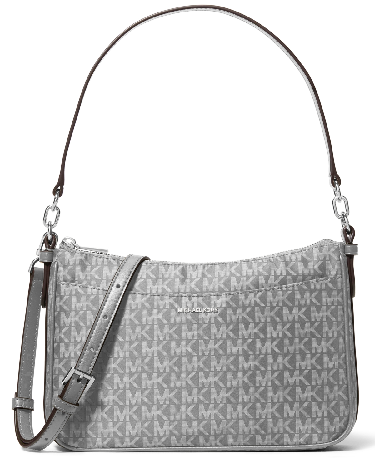 Michael Kors Jet Set Small Nylon Top Zip Pochette Crossbody Bag In Gray