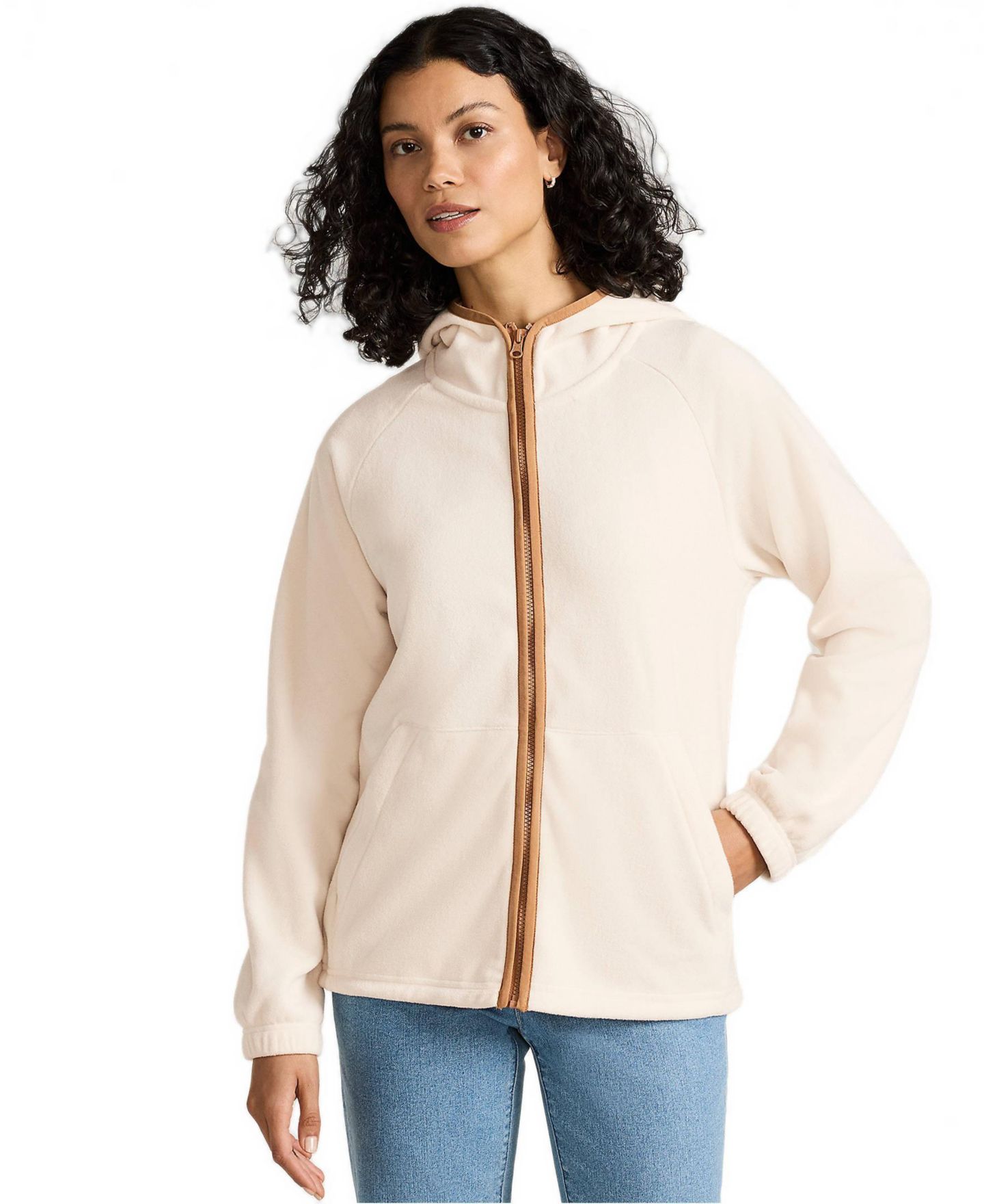Женская куртка Lands' End Anyweather RainDefense Fleece Full Zip, цвет: Слоновая кость латте — фото 1