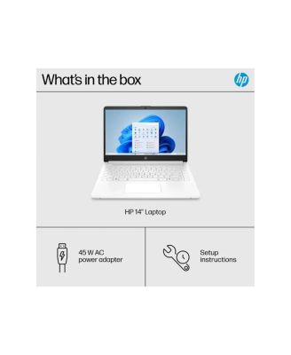 14-dq3220nr 14" HD Touchscreen Laptop, Intel Celeron N4500 1.1GHz, 4GB RAM, 64GB eMMC, Windows 11 Home S Mode, Snowflake White