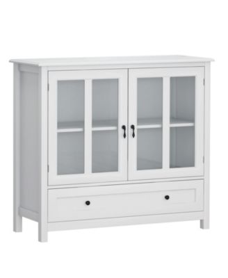 CASAINC Buffet Cabinet with Double Glass Doors and Decorative Bell Handles for Dining Storage