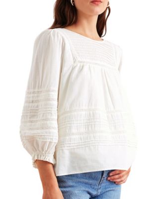 Women's Cotton Dawn Blouse with lace in Off White