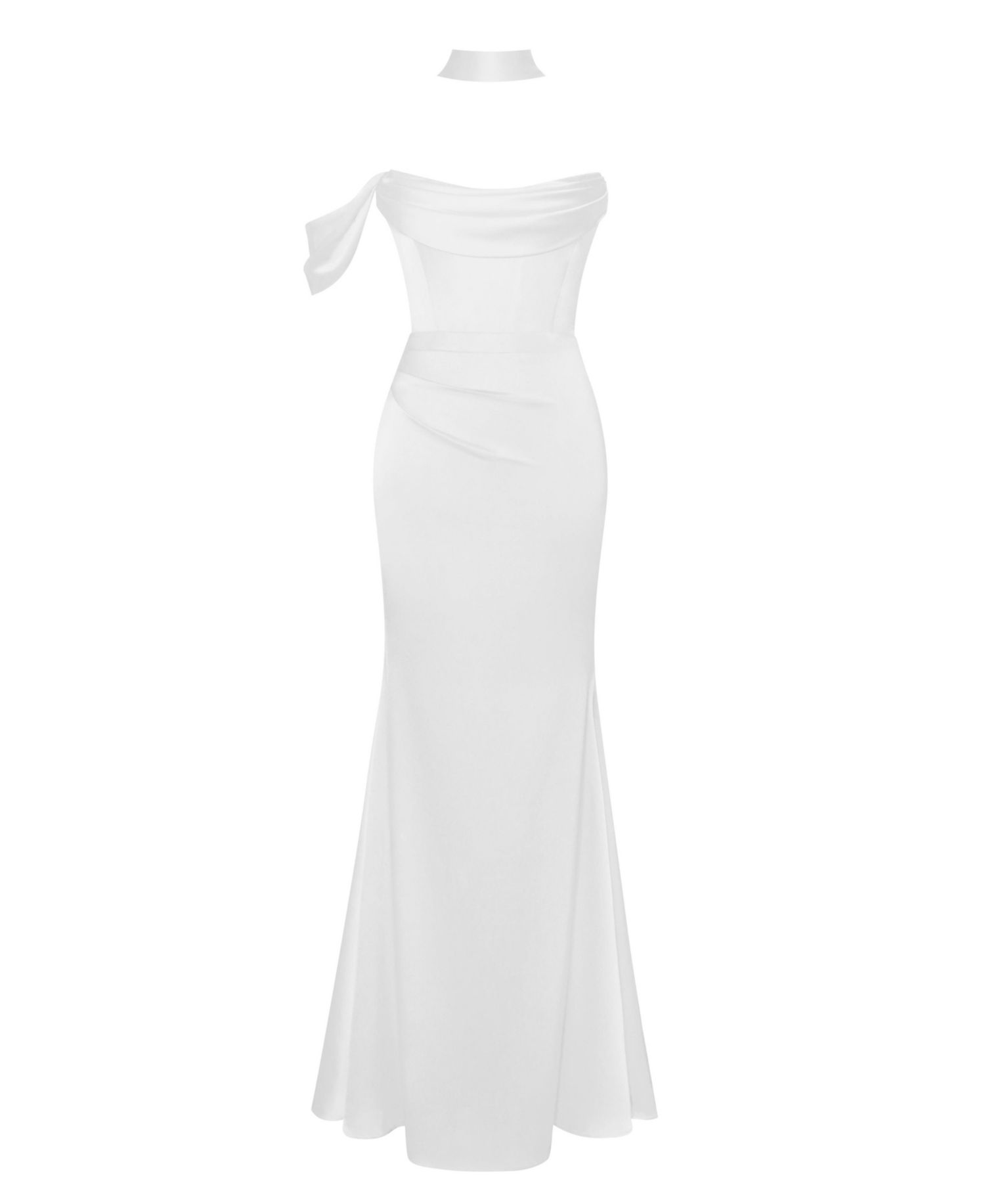 Women Ivona White Halter Neck Double Duchess Satin Gown