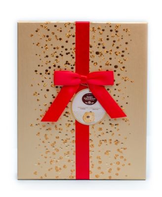 Signature Gold Gift Box with Red Ribbon Chocolate Crunch Shortbread, 18 Pieces