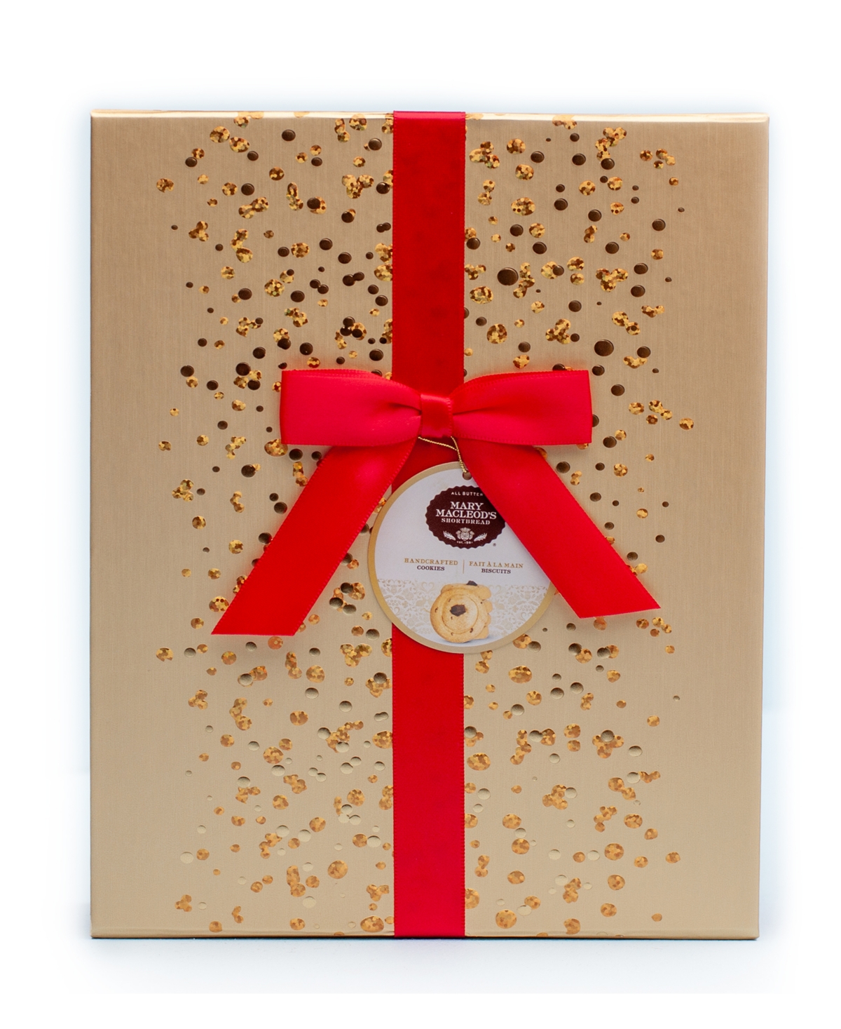 Mary Macleod's Shortbread Signature Gold Gift Box with Red Ribbon Chocolate Crunch Shortbread, 18 Pieces