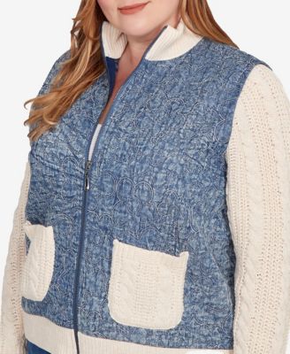 Plus Size Sunset Canyon Sweater Ribbed Quilted Jacket