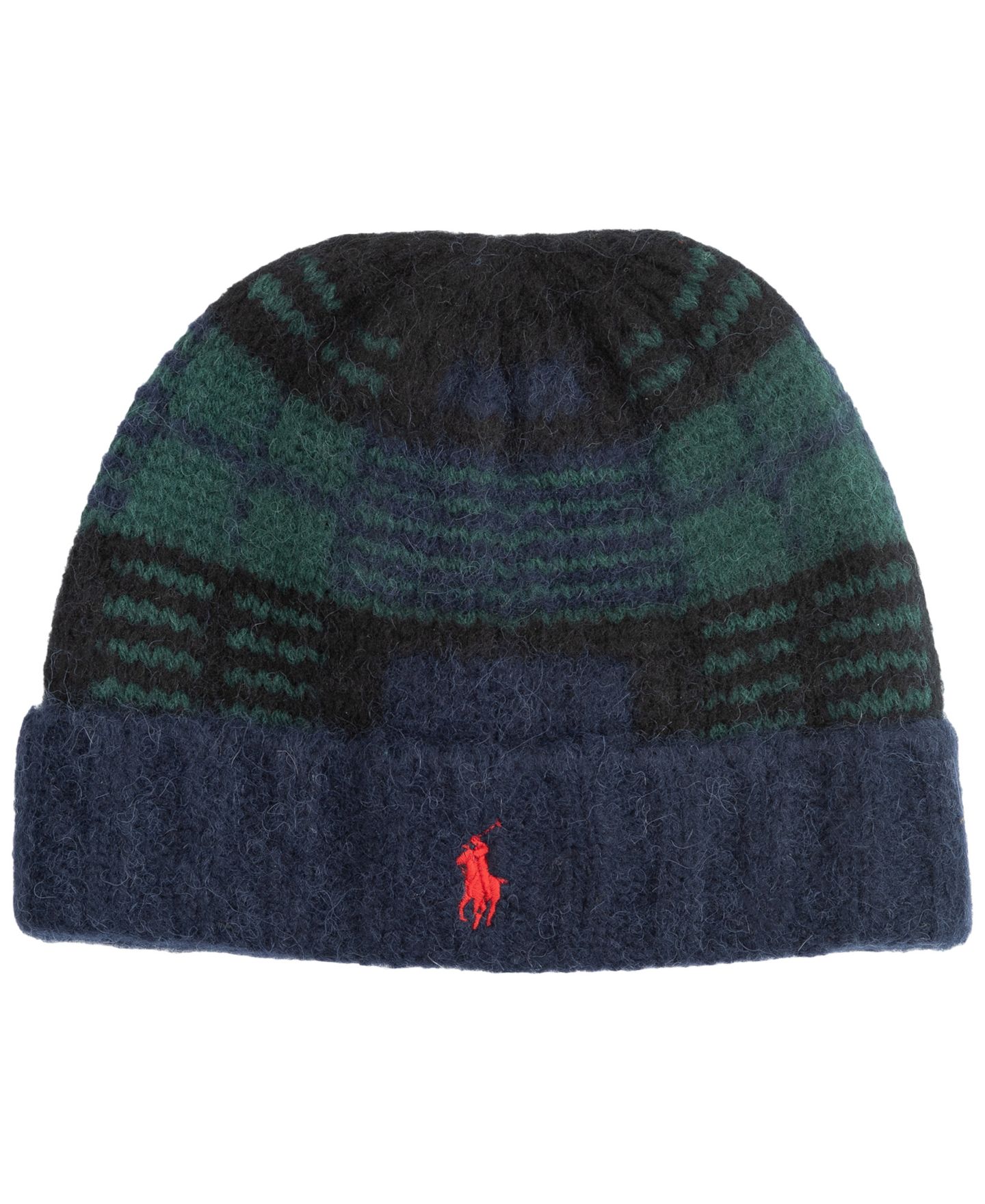 Мужская шапка Polo Ralph Lauren Brushed Blackwatch Beanie, цвет: Чёрный — фото 1