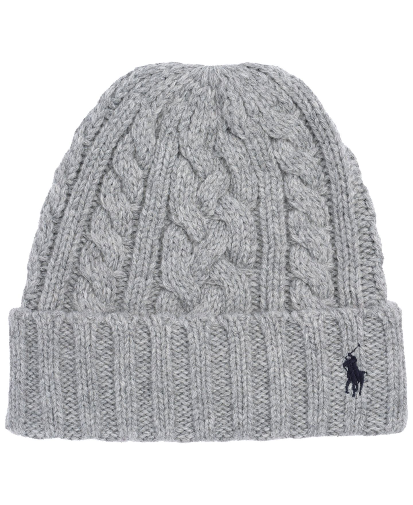 Мужская шапка Polo Ralph Lauren Cable Beanie, цвет: Меланжевый — фото 1