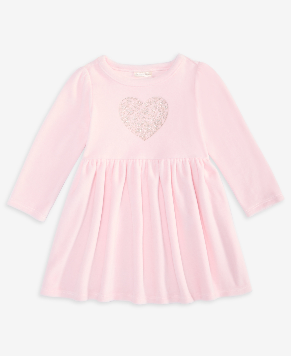First Impressions Baby Girls Glitter Floral Heart Long-sleeve Velour Dress, Macy's Exclusive In Multi