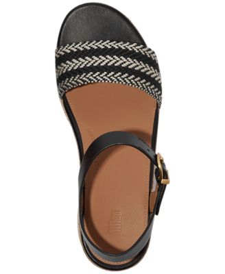 Women's Plattforms V-Weave Heeled Ankle-Strap Sandals