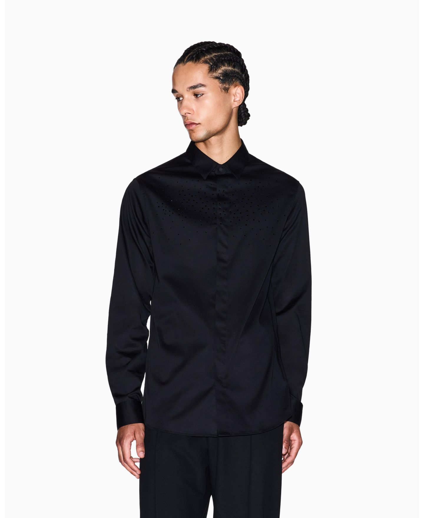 Мужская рубашка A|X Armani Exchange Night Lab Embellished Woven, цвет: Чёрный — фото 1