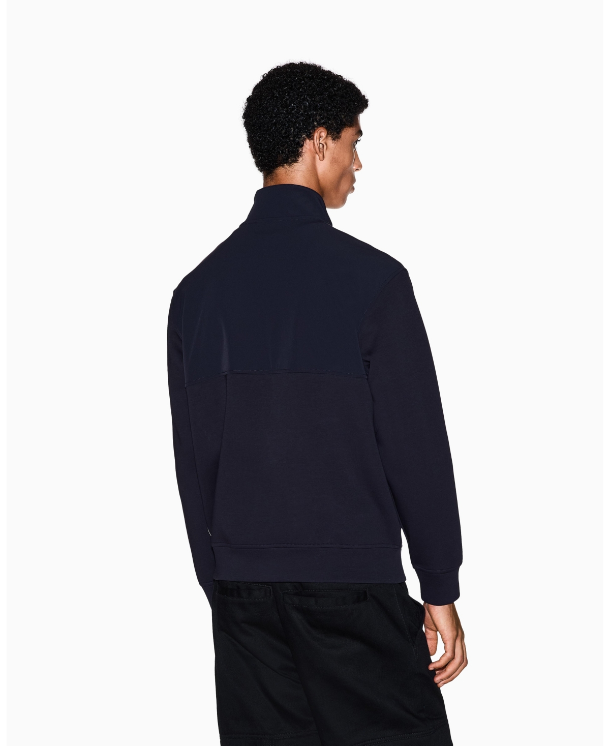 A|X Armani Exchange Men's Mixed Media Commuting Full Zip Sweatshirt