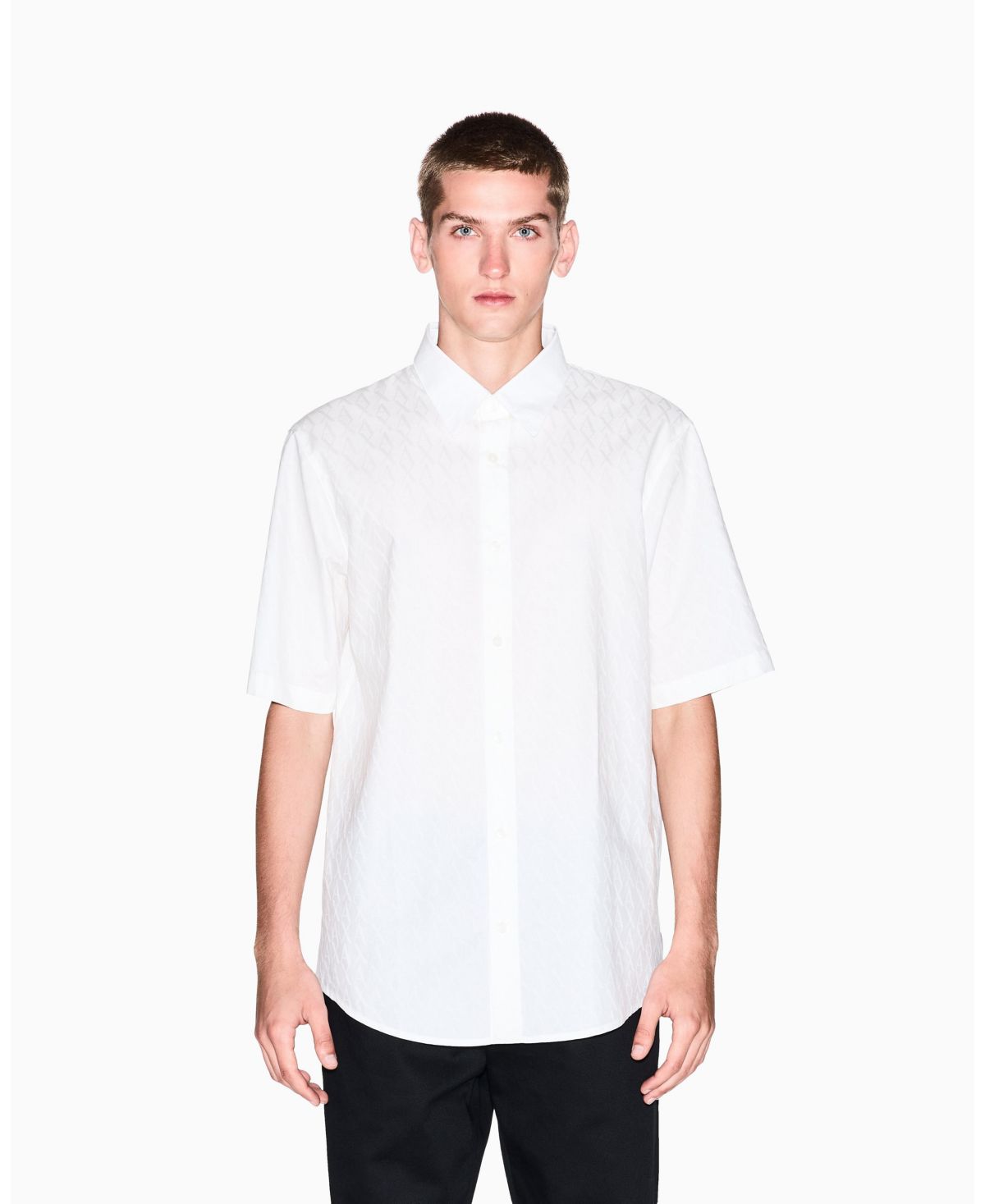 Мужская рубашка из хлопчатобумажного жаккарда с коротким рукавом и сплошным логотипом