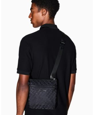 Men's Satin Jacquard Allover Logo Crossbody Bag