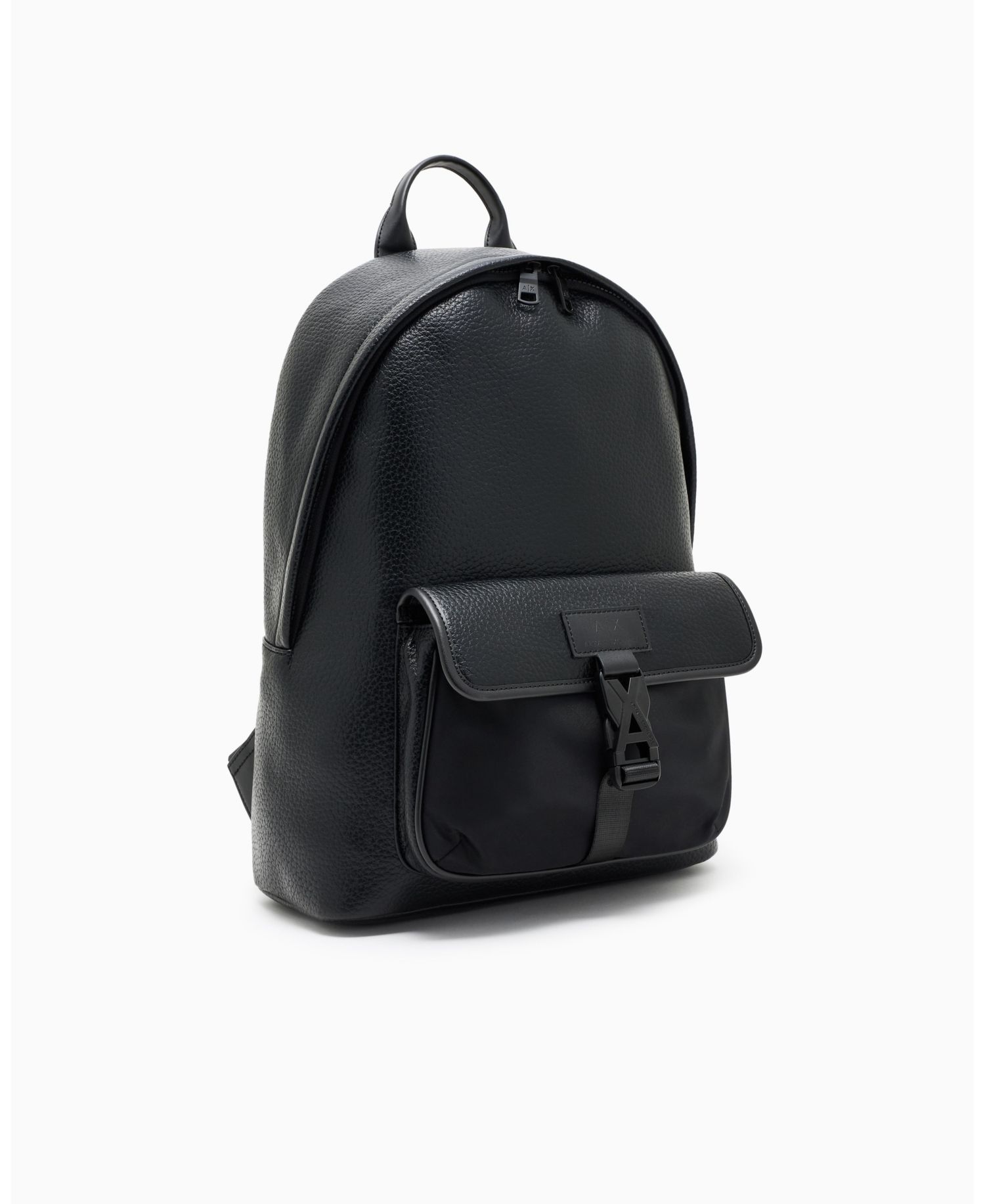 Men's Pebbled Faux-Leather Buckle Backpack