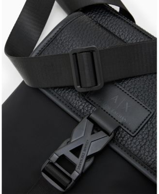 Men's Pebbled Faux-Leather Buckle Crossbody Bag