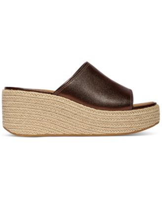 Women's Platfforms Espadrille Leather Wedge Slides