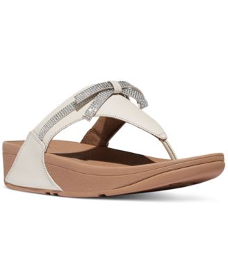 Women's Lulu Glitz-Bow Leather Toe-Post Sandals