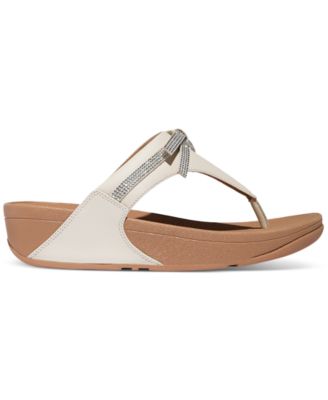 Women's Lulu Glitz-Bow Leather Toe-Post Sandals