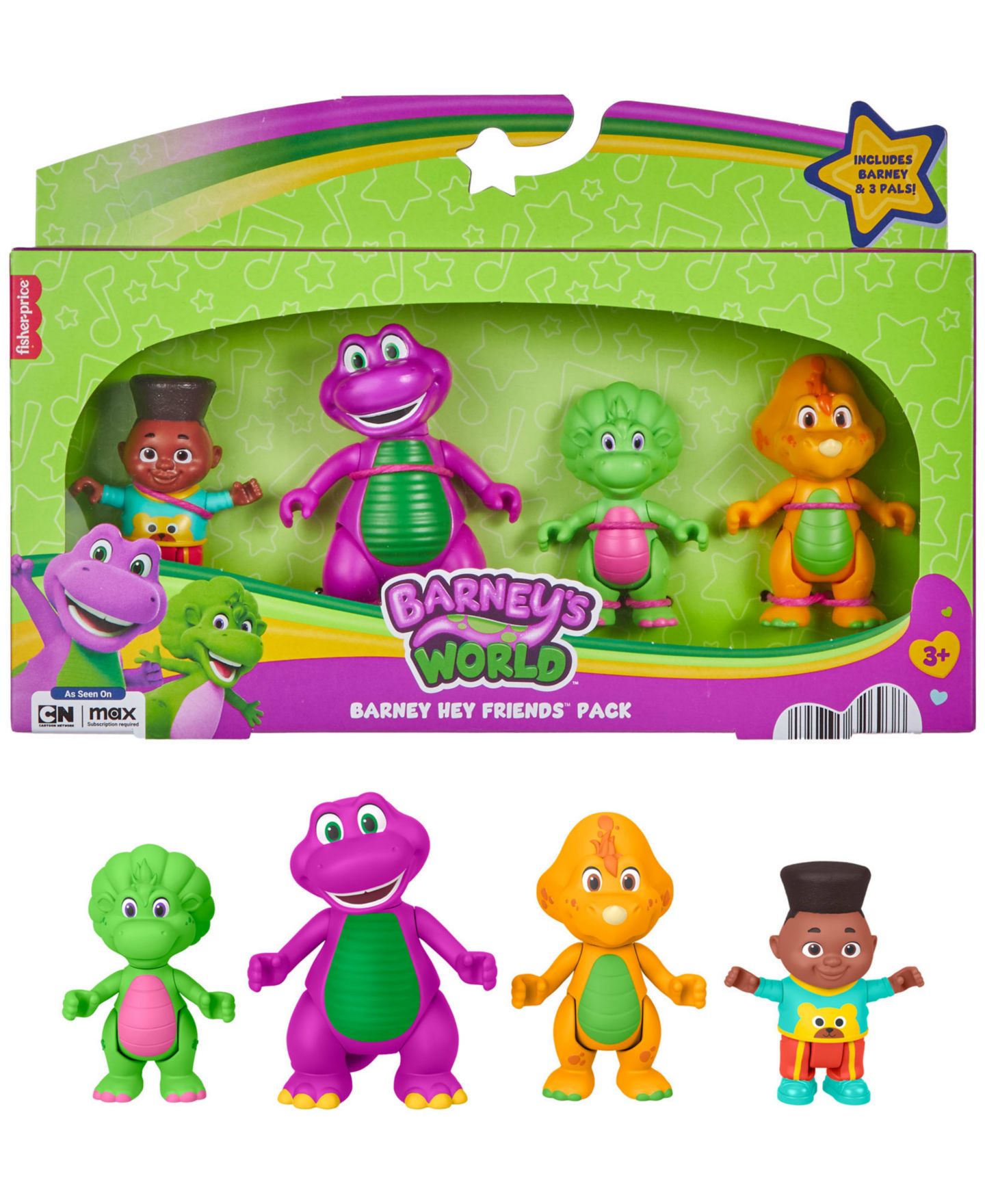 Детские фигурки Barney Hey Friends Poseable 4-Pack Action Figures, Ages 3+ — фото 6