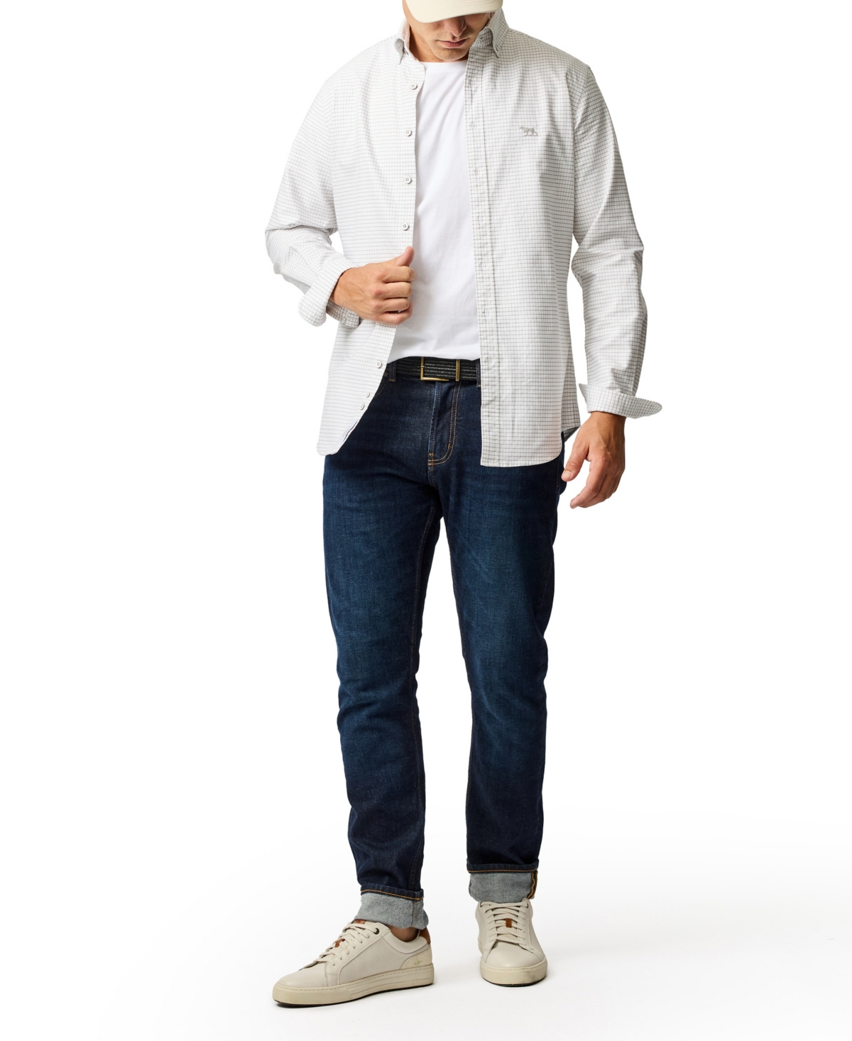 Rodd & Gunn Men's Gunn Check Oxford 5 Long Sleeve Sports Fit Shirt In White