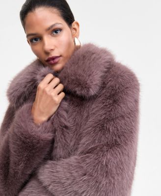 Women's Lapel Collar Faux-Fur Coat, Macy's Exclusive