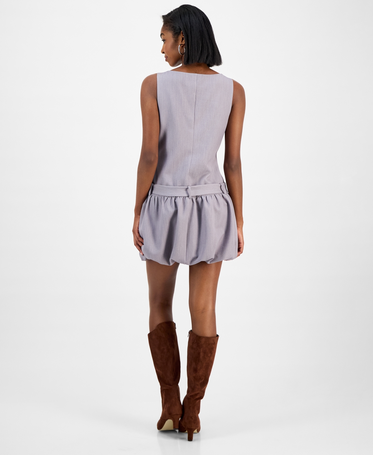 Bar Iii Women's Belted Bubble-hem Minidress, Macy's Exclusive In Purple