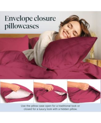 King 2PC Ultra Soft Silky Solid Performance Pillowcase Set