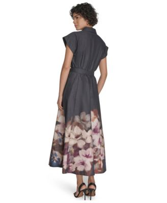 Plus Size Printed Short Sleeve Shirtdress