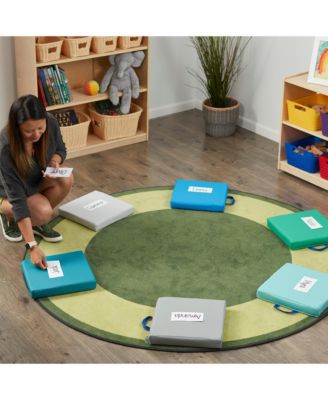 SoftZone Floor Cushions, Round, Assorted, 6-Piece