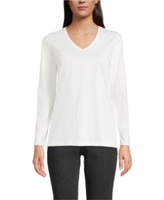 Women's Tall Supima Cotton Long Sleeve V-Neck T-Shirt