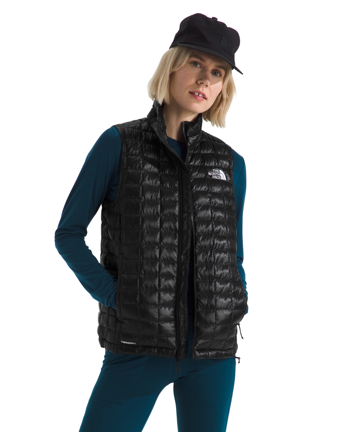 The North Face Thermoball Windproof Water Repellent Packable Quilted Vest In Blue