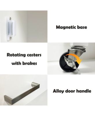 Kitchen Island Cart with Rubber Wood Top, Adjustable Shelves and Towel Rack