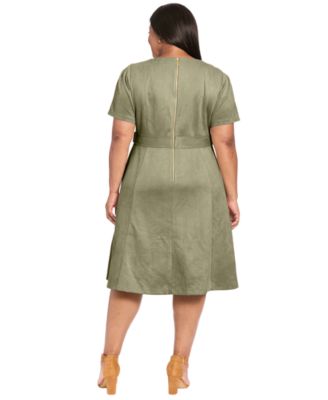 Plus Size Faux Suede Side Tab Midi Dress