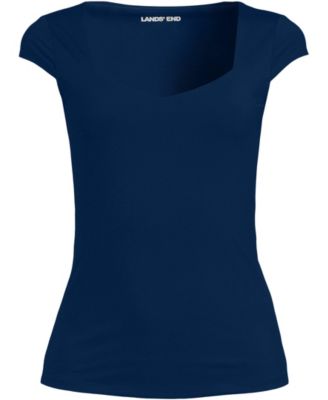 Women's Cap Sleeve Tugless Double Layer Sweetheart Knit Top