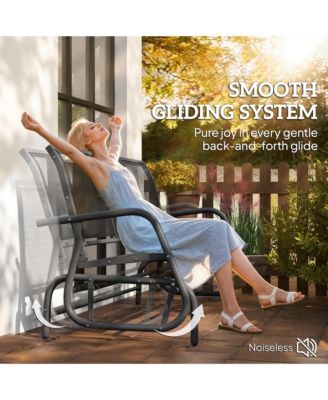 Outdoor Glider Bench for 3 with Breathable Mesh Fabric,