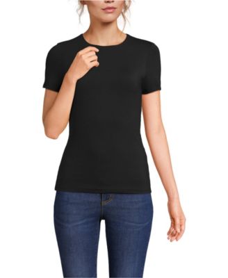 Women's Short Sleeve Tugless Double Layer Crew Neck Knit Top
