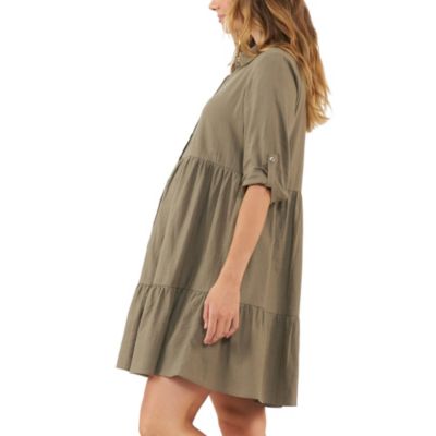 Maternity Adel Button Linen Dress