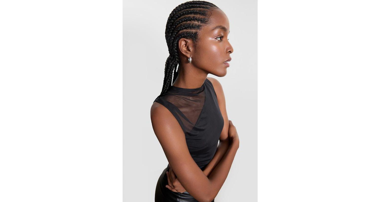 Women's Ludlow One-Shoulder Draped Mesh-Layer Jersey Top