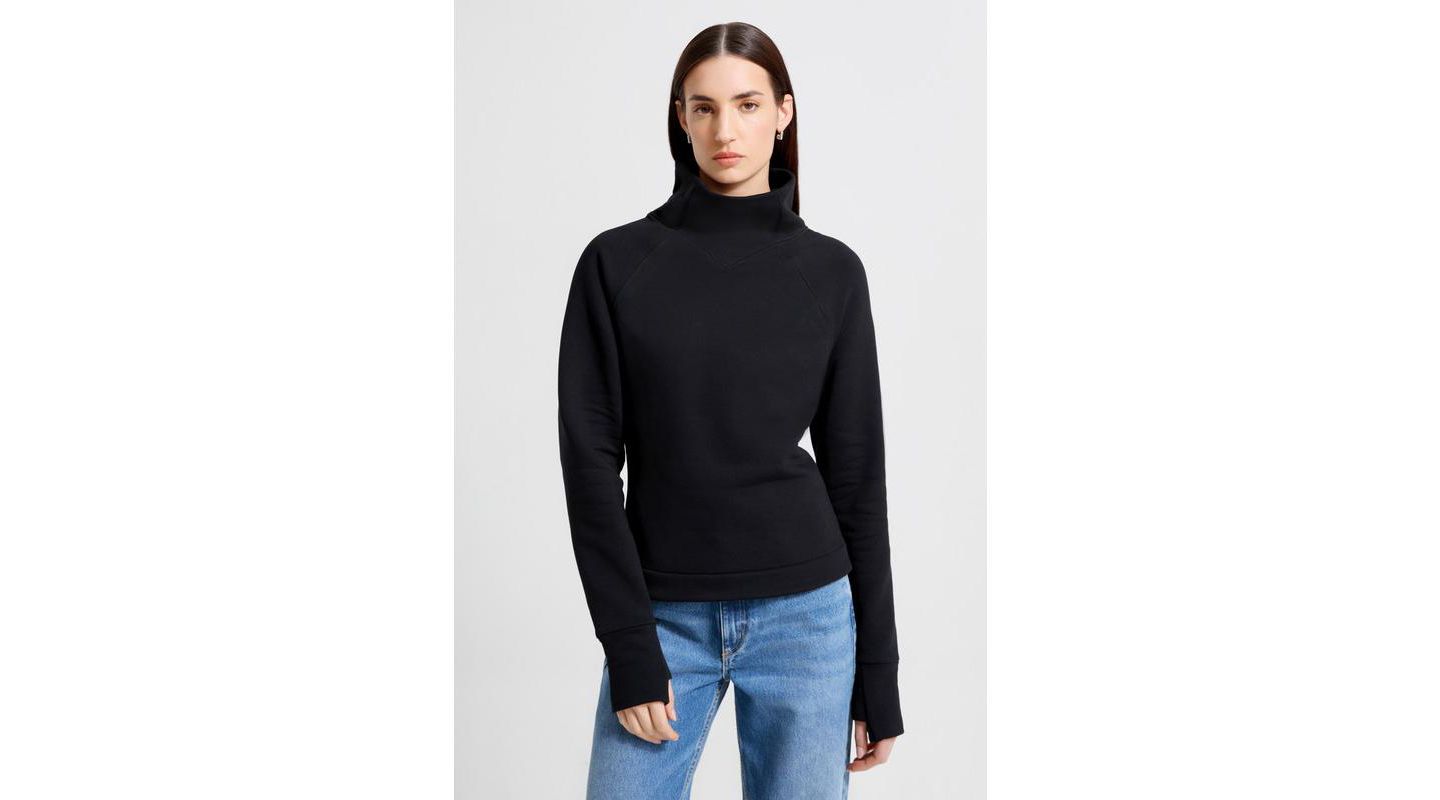 Женский свитшот Marcella Washington High V-Collar Long-Sleeve Relaxed Sweatshirt with Thumbholes, цвет: Чёрный — фото 5