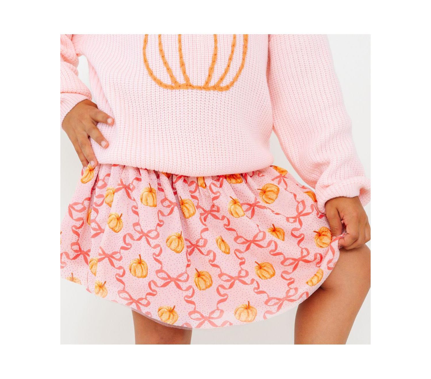 Little and Big Girls Pumpkin Trellis Tutu Skirt