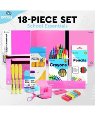 School Supplies Kit for Grades K–5 – 71 Items: Composition Notebook Subject Notebook, Pencils, Folders Colored Pencils, Crayons, Scissors, Glue & More