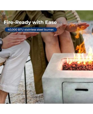 Propane Gas Fire Pit Table - 40,000 BTU Square Gas Firepits with Cover for Outside