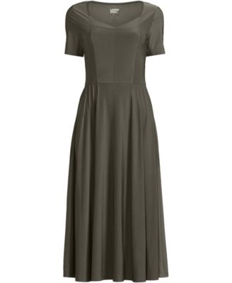 Women's Silky Knit Sweetheart Midi Dress